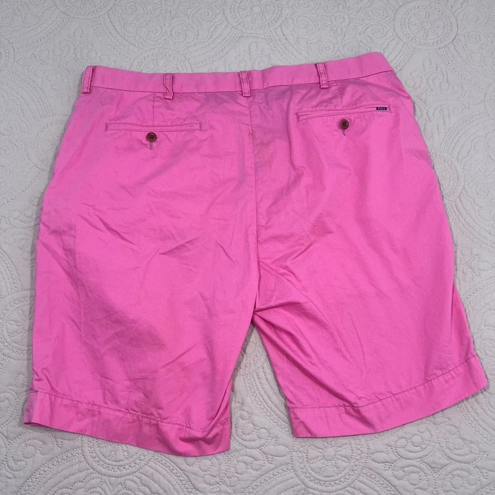 Polo‎ Ralph Lauren Mens Classic Fit Pink Cotton Chino Shorts Sz 38 Flat Front